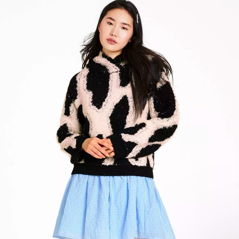 SANDY LIANG x Target Leopard Print Sherpa Hooded Grunge Sweatshirt M